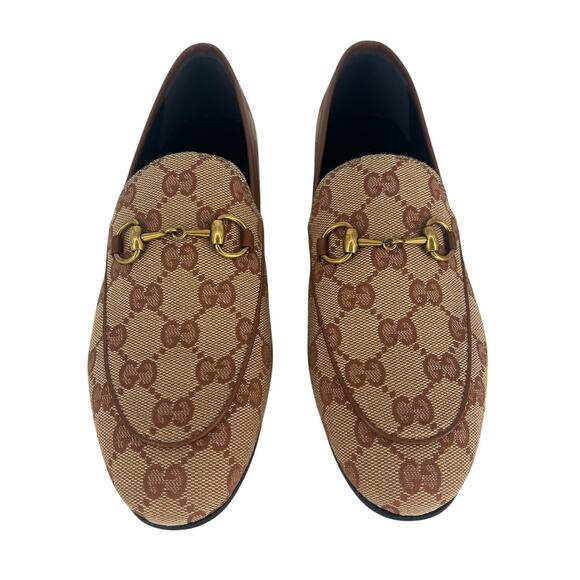 Gucci Jordaan Canvas GG Monogram Horsebit Loafers in Beige Ruggine Rust - Picture 8 of 14